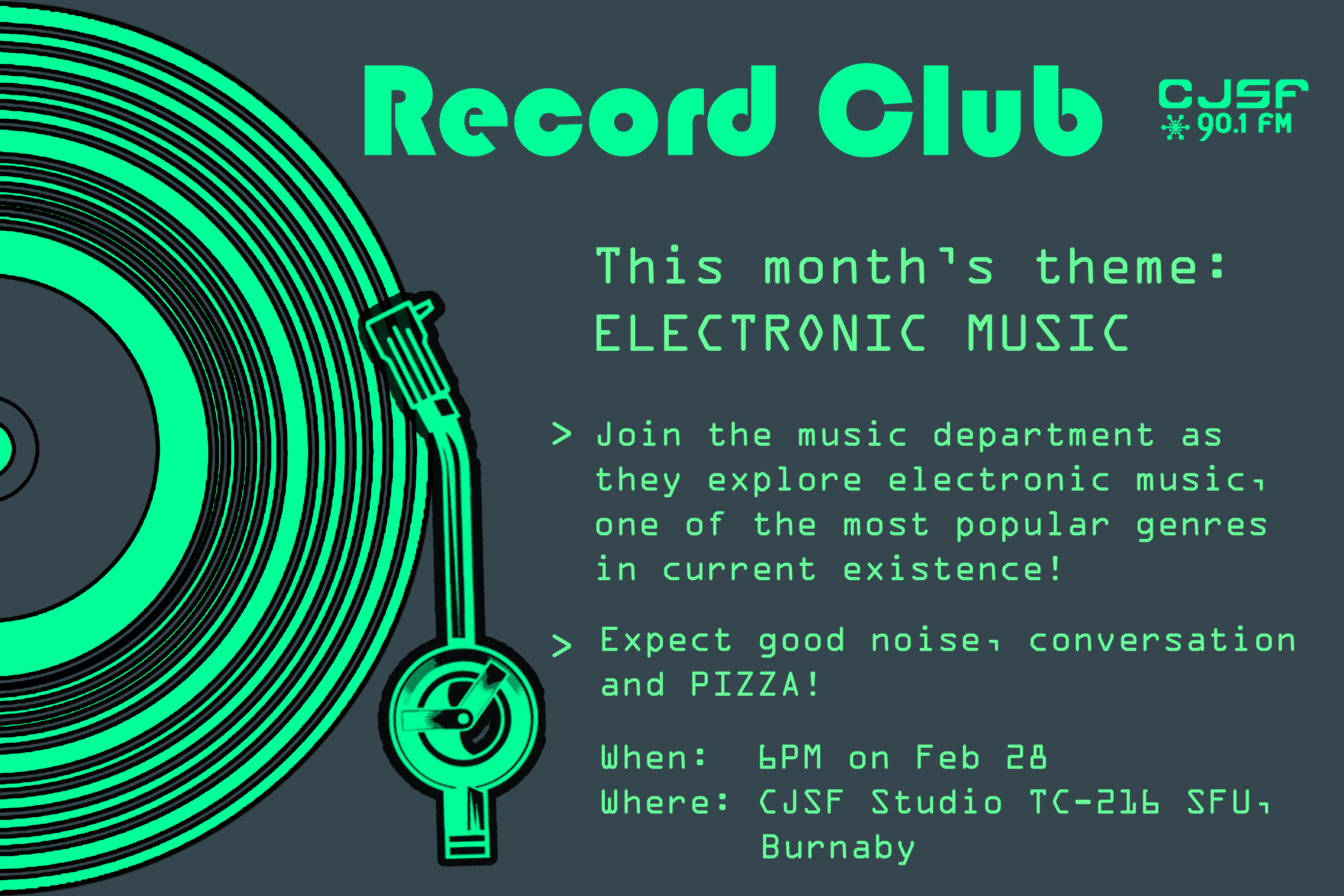 It's Back! CJSF Record Club Explores Electronic Music this Friday, Feb